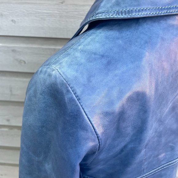 Women's Blue Danier Leather Jacket - Picture 5 of 5